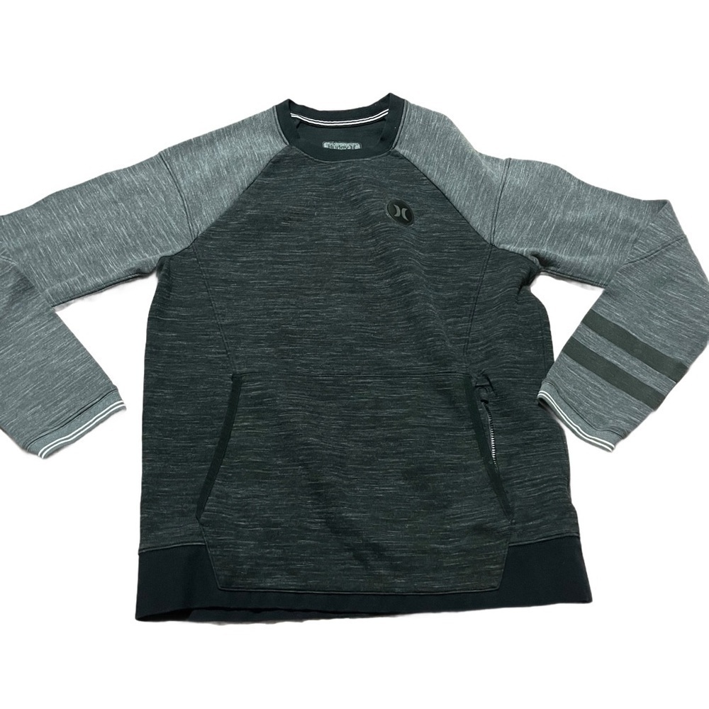 Hurley Black Gray Ling Sleeve Crewneck Stash Pocket Size Small Skater Layers